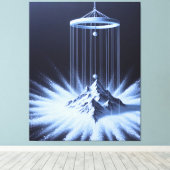 Zwart-witte slinger stretched canvas print (Insitu (Houten vloer))