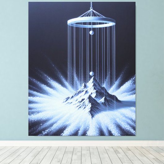 Zwart-witte slinger stretched canvas print (Insitu (Houten vloer))