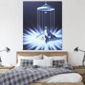 Zwart-witte slinger stretched canvas print (Insitu (Slaapkamer))