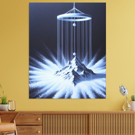 Zwart-witte slinger stretched canvas print (Insitu (Woonkamer))