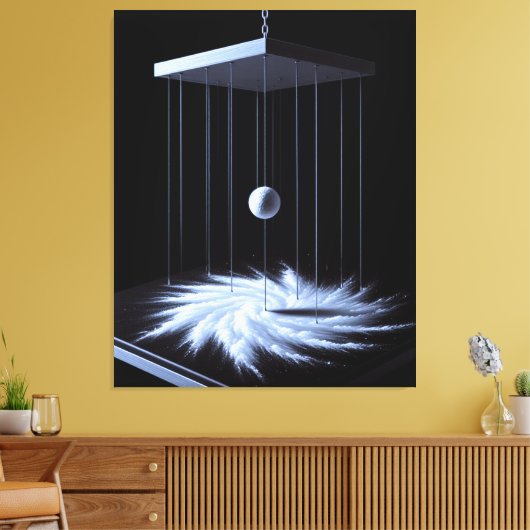 Zwart-witte slinger stretched canvas print (Insitu (Woonkamer))