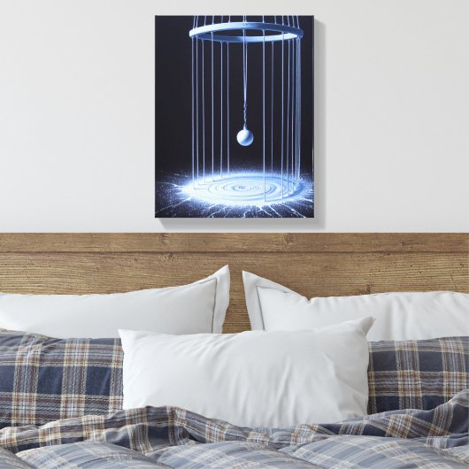 Zwart-witte slinger stretched canvas print (Insitu (Slaapkamer))