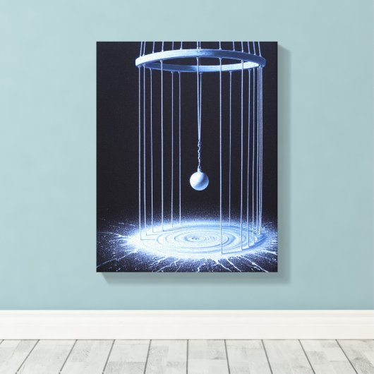 Zwart-witte slinger stretched canvas print (Insitu (Houten vloer))