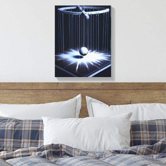 Zwart-witte slinger stretched canvas print (Insitu (Slaapkamer))