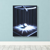 Zwart-witte slinger stretched canvas print (Insitu (Houten vloer))