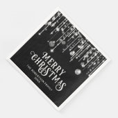 Zwart Witte Slingerlichten Kerstfeest Servet (Hoek)