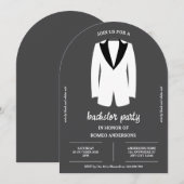 Zwart Witte Smoking Bachelorfeest Uitnodiging (Voorkant / Achterkant)