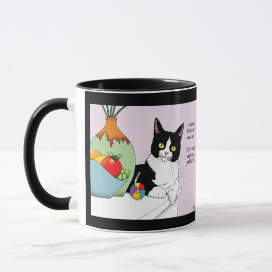 Zwart Witte Smoking Grappige Kat Mok (Links)