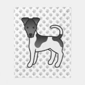 Zwart-witte Smooth Fox Terrier Cartoon Hond Fleece Deken (Voorkant)