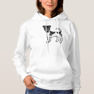 Zwart-witte Smooth Fox Terrier Cartoon Hond Hoodie