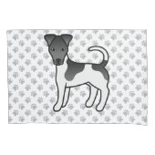 Zwart-witte Smooth Fox Terrier Cartoon Hond Kussensloop (Voorkant-Links)