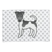 Zwart-witte Smooth Fox Terrier Cartoon Hond Kussensloop (Voorkant-Rechts)