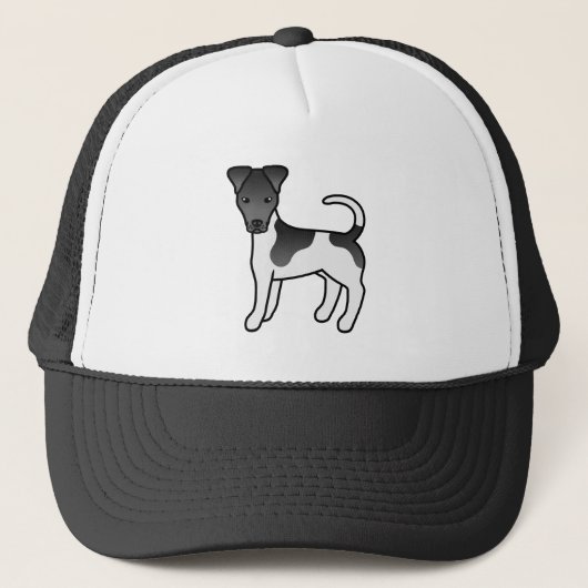 Zwart-witte Smooth Fox Terrier Cartoon Hond Trucker Pet (Voorkant)