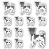 Zwart-witte Smooth Fox Terrier Cartoon Honden Sticker (Voorkant)