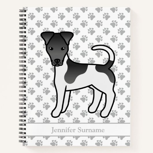 Zwart-witte Smooth Fox Terrier Cute Hond & Naam Notitieboek (Voorkant)