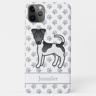 Zwart-witte Smooth Fox Terrier Hond & Naam Case-Mate iPhone Case