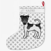 Zwart-witte Smooth Fox Terrier Hond & Naam Grote Kerstsok (Achterkant)