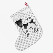 Zwart-witte Smooth Fox Terrier Hond & Naam Grote Kerstsok (Achterkant (Hangend))
