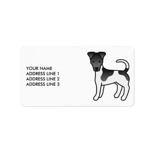 Zwart-witte Smooth Fox Terrier Hond & Tekst Etiket (Voorkant)