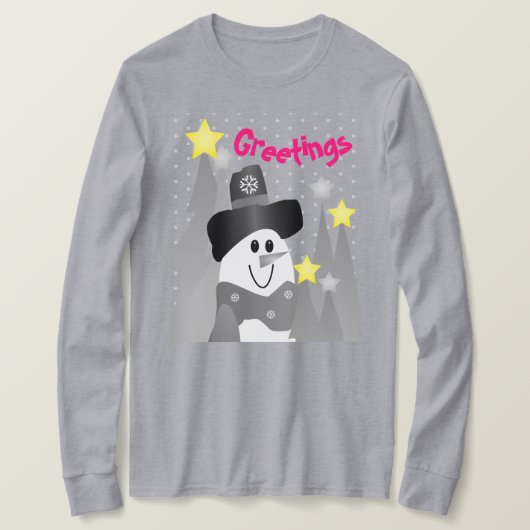 Zwart-witte sneeuwman t-shirt (Design voorkant)