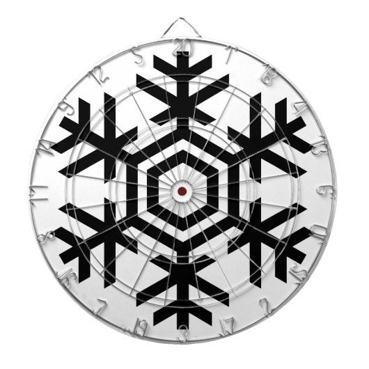 Zwart-witte sneeuwvlok dartbord (Voorkant)