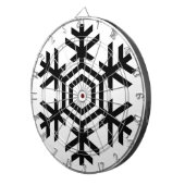 Zwart-witte sneeuwvlok dartbord (Voorkant Rechts)