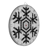 Zwart-witte sneeuwvlok dartbord (Voorkant Links)