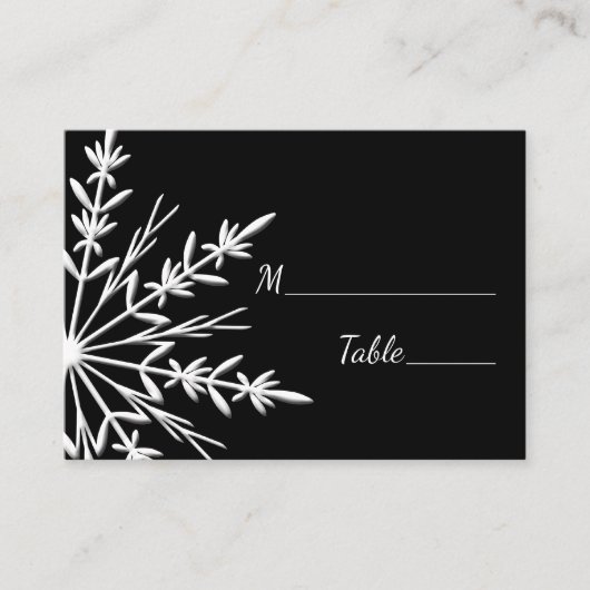 Zwart-Witte Sneeuwvlok-Herfst Bruiloft Plaatskaart Plaatskaartje (Voorkant)