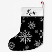 Zwart-witte sneeuwvlok kleine kerstsok (Achterkant)