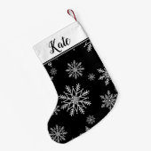 Zwart-witte sneeuwvlok kleine kerstsok (Achterkant (Hangend))