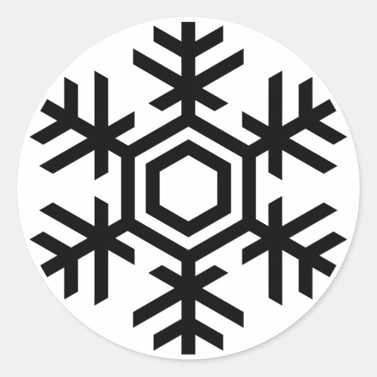 Zwart-witte sneeuwvlok ronde sticker (Voorkant)