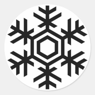 Zwart-witte sneeuwvlok ronde sticker