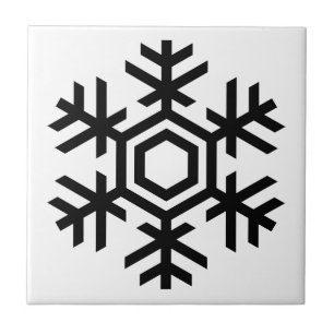 Zwart-witte sneeuwvlok tegeltje