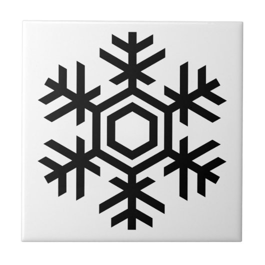 Zwart-witte sneeuwvlok tegeltje (Voorkant)