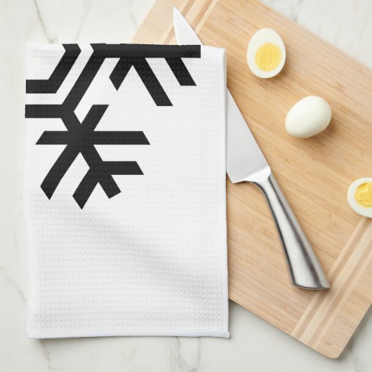 Zwart-witte sneeuwvlok theedoek (Quarter Fold)