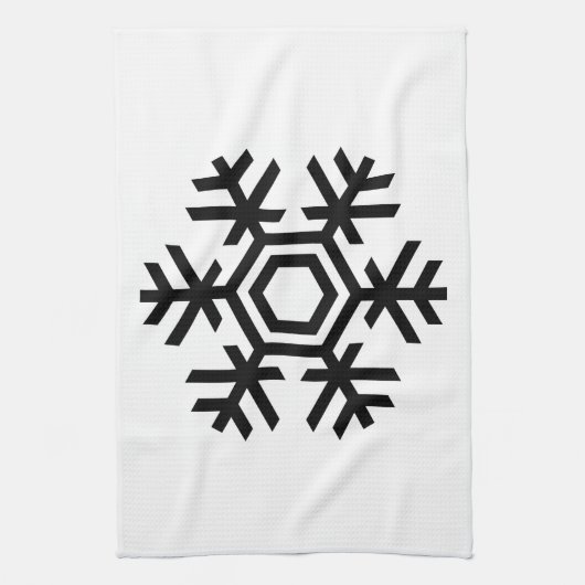 Zwart-witte sneeuwvlok theedoek (Verticaal)