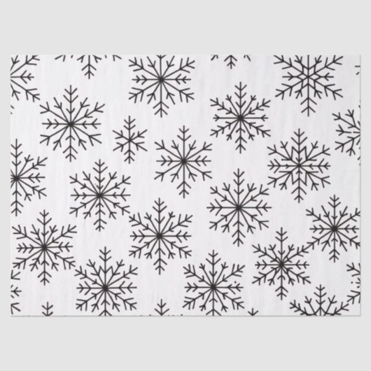 Zwart & Witte Sneeuwvlok Tissuepapier – Elegant  (Voorkant)