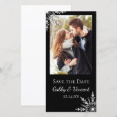 Zwart Witte Sneeuwvlok Winter Huwelijk Bewaar de D Save The Date (Voorkant / Achterkant)