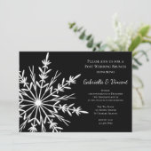 Zwart Witte Sneeuwvlokje Winter Bruiloft Brunch Kaart (Staand voorkant)