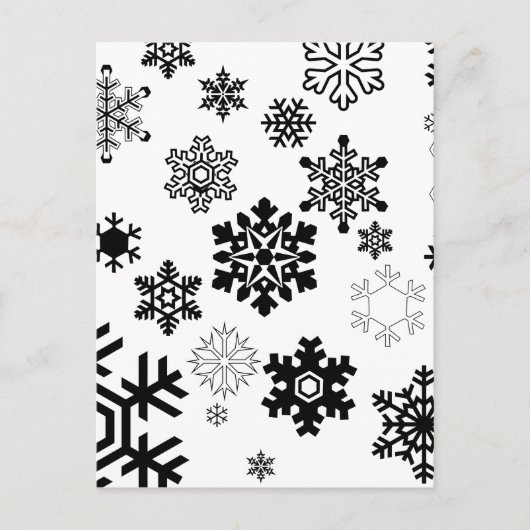 Zwart-witte sneeuwvlokken briefkaart (Voorkant)