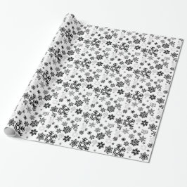 Zwart-witte sneeuwvlokken cadeaupapier