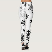 Zwart-witte sneeuwvlokken leggings (Achterkant)