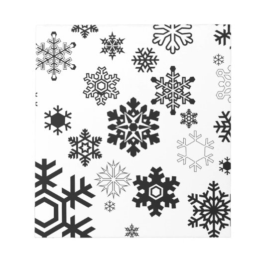 Zwart-witte sneeuwvlokken notitieblok (Voorkant)