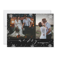 Zwart & Witte Sneeuwvlokken Prettig 2 Foto's Kerst