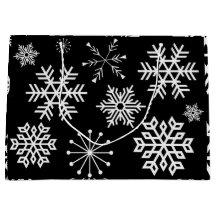 Zwart-witte sneeuwvlokken Vakantie Kunst Cadeautas