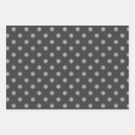 Zwart-witte sneeuwvlokken WrappingPapierbladSet Inpakpapier Vel (Voorkant 3)