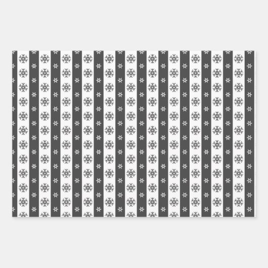 Zwart-witte sneeuwvlokken WrappingPapierbladSet Inpakpapier Vel (Voorkant)