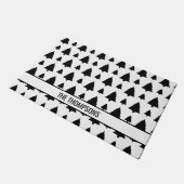 Zwart-Witte Spar Kerstboom Patroon & Tekst Deurmat (Schuin)