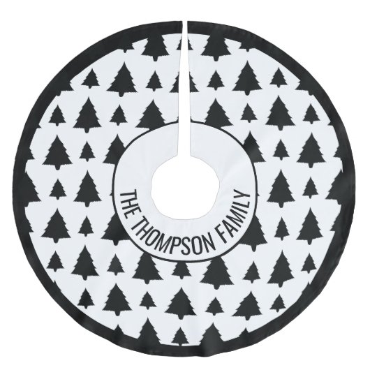 Zwart-Witte Spar Kerstboom Patroon & Tekst Rok (Voorkant)