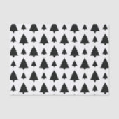 Zwart-Witte Spar Kerstboom Patroon Tissuepapier (Voorkant)
